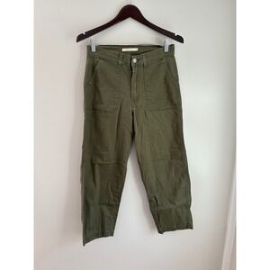 Levi's Utility‎ Pant Women 27 Olive Green EUC High Rise Straight Leg Crop Cargo